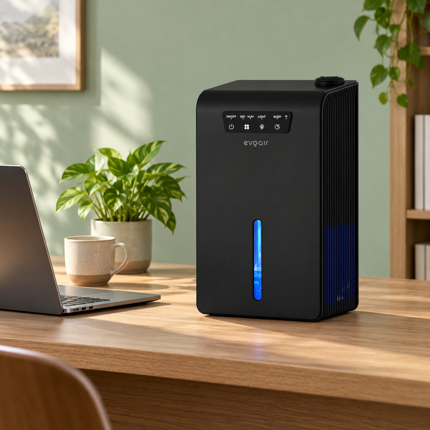 Sistem 2 in 1 Evoair, Zenith Air Smart, 1L/zi Dezumidificare, Wi-Fi, Control Aplicație, Umidificare 250ml/h, Rezervor 3.2l, Negru