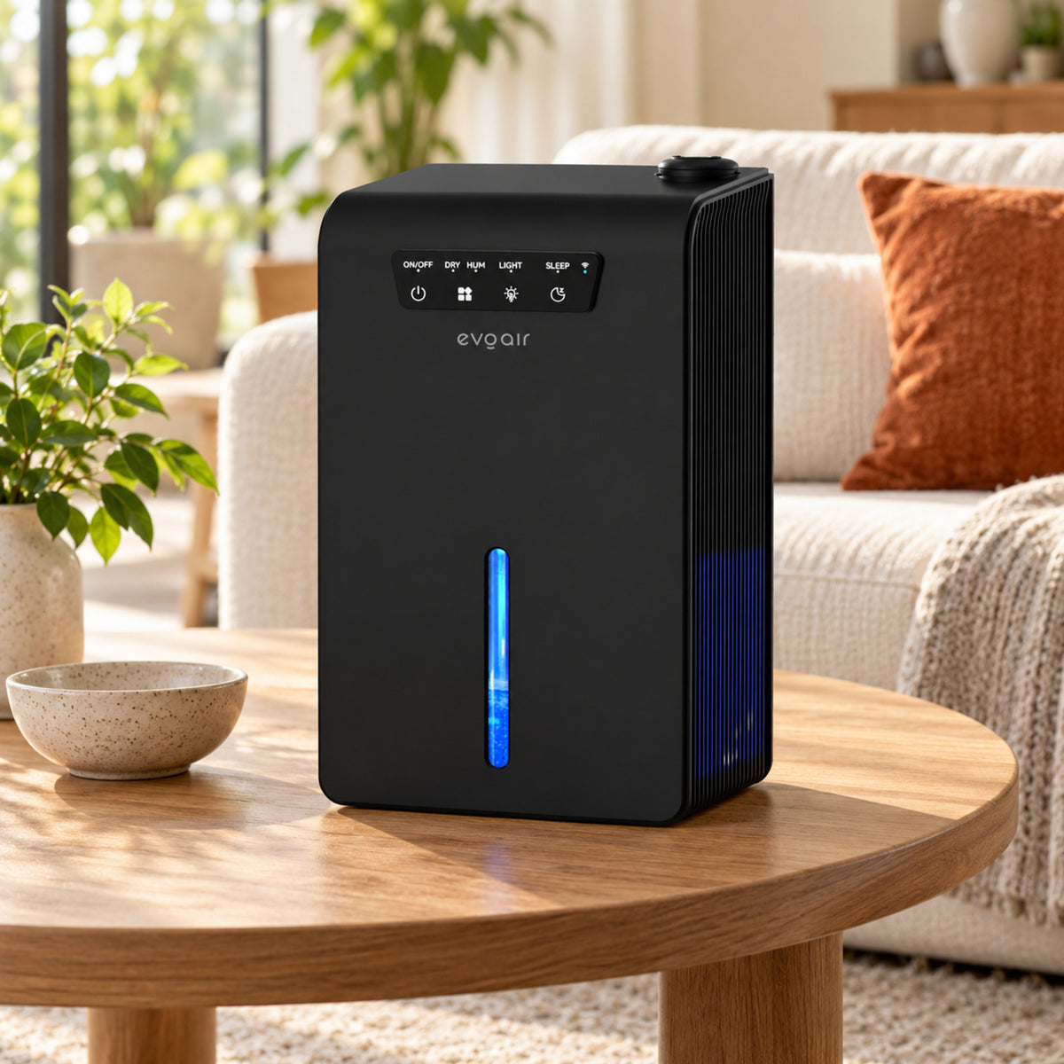Sistem 2 in 1 Evoair, Zenith Air Smart, 1L/zi Dezumidificare, Wi-Fi, Control Aplicație, Umidificare 250ml/h, Rezervor 3.2l, Negru