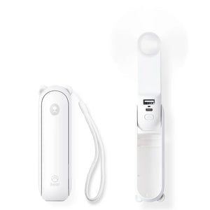 Ventilator portabil de mână JISULIFE, Life8, autonomie 12-21h, baterie 2000mAh, funcție Power Bank, lanternă LED, design pliabil, 2 viteze, încărcare rapidă, Maro
