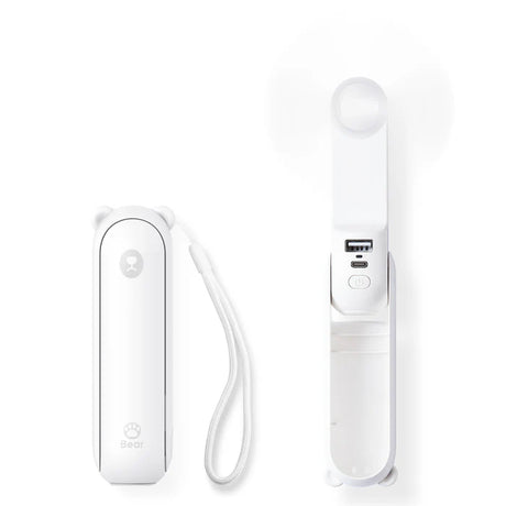 Ventilator portabil de mână JISULIFE, Life8, autonomie 12-21h, baterie 2000mAh, funcție Power Bank, lanternă LED, design pliabil, 2 viteze, încărcare rapidă, Maro