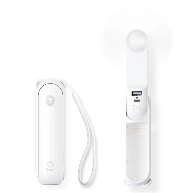 Ventilator portabil de mână JISULIFE, Life8, autonomie 12-21h, baterie 2000mAh, funcție Power Bank, lanternă LED, design pliabil, 2 viteze, încărcare rapidă, Maro