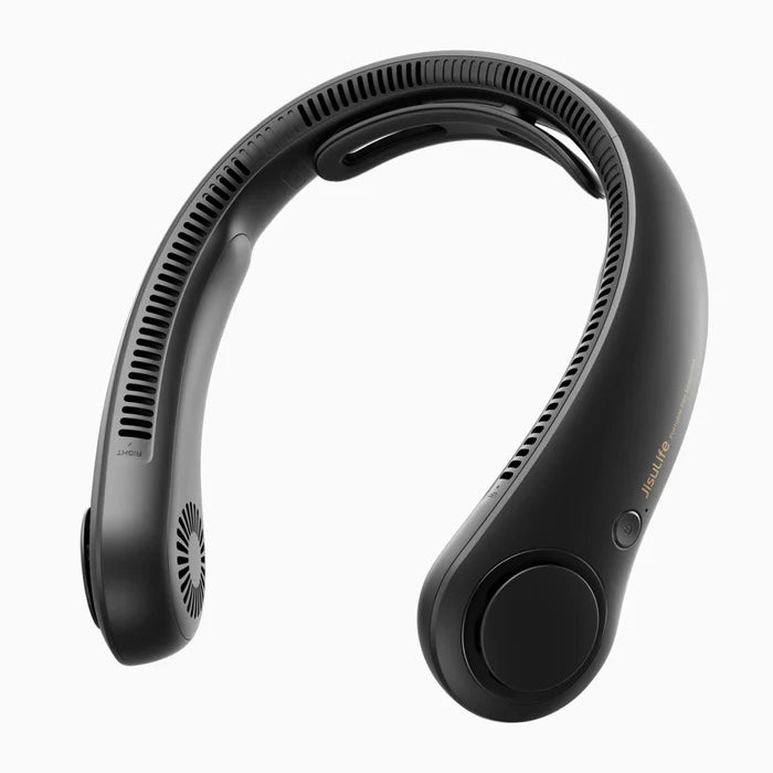 Ventilator portabil de gât JISULIFE Life4, autonomie 2.5-16.5h, baterie 5000mAh, 5 viteze, încărcare rapidă, Negru