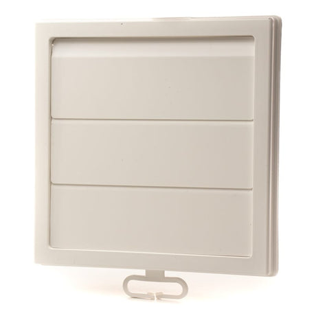 Grila ventilatie patrata cu lamele gravitationale, Diametru Ø125mm, exterior 210x210, ASA plastic Alb