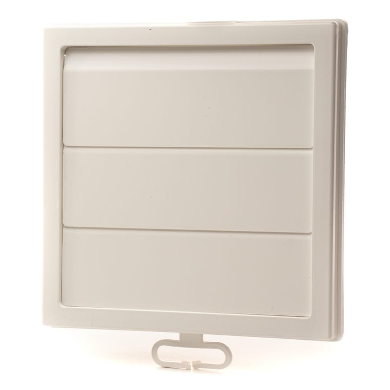 Grilă ventilație Ø125mm pătrată cu jaluzele gravitaționale, exterior, 150x150, ASA plastic, Beige