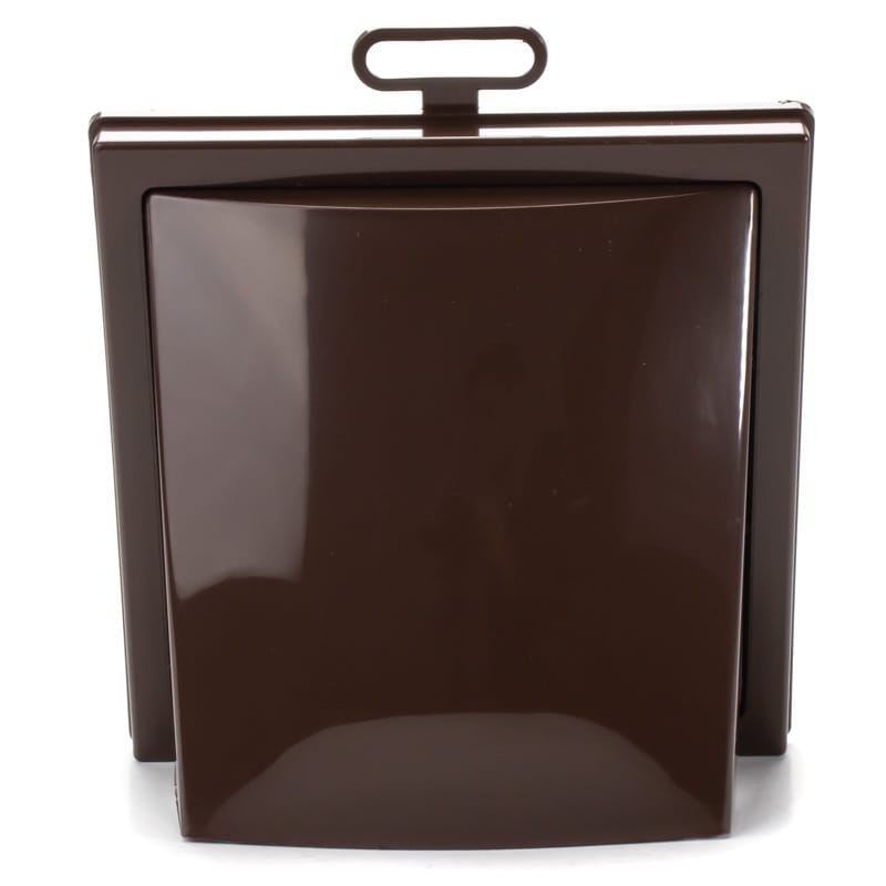 Grila ventilatie Ø100 x 55mm, patrata cu clapeta antiretur, exterior 150x150, ASA plastic, Brown