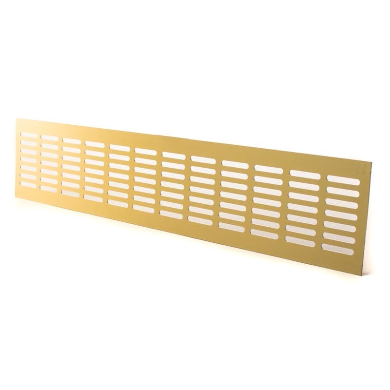 Grila ventilatie rectangulara, 480x100, montaj usa sau perete, Metal, Champagne