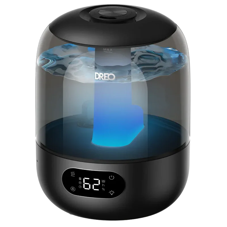 Umidificator Dreo 306, Rezorvor 3L, Capacitate de umidificare 250 ml/h, Senzor umiditate, Ceata Rece, Autonomie 30 ore, Negru