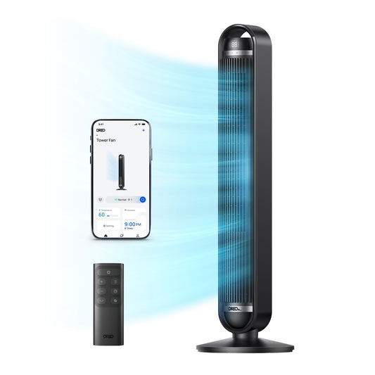 Ventilator Turn Smart DREO Cruiser DR-HTF011S, 9 viteze, 4 functii,106cm, HyperSilent 25dB ,oscilatie 90°, negru