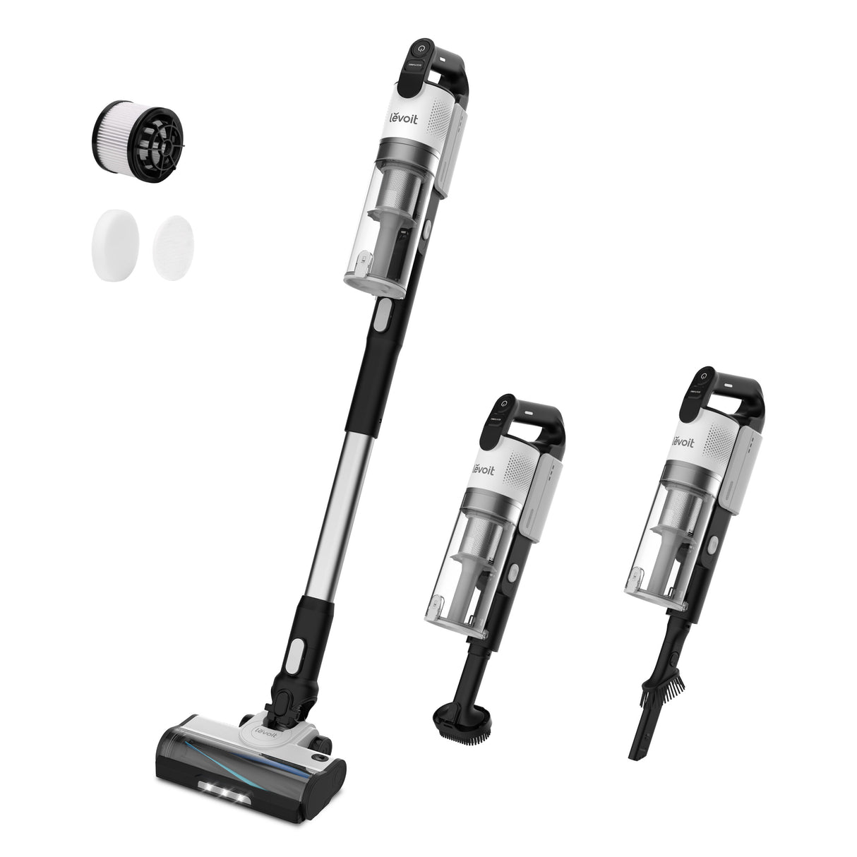 Resigilat! Aspirator vertical fara fir LEVOIT V200 , Autonomie 50 Min, Iluminare LED, 180W, Container 0.75 L, Filtru HEPA 5 Stadii, ALB