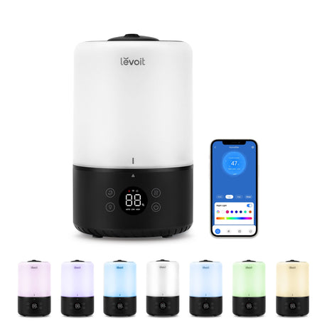 Umidificator de Aer Levoit Dual 200S PRO, SMART, WI-FI Ultrasonic, Rezervor 3l, Silentios, Aromaterapie, Functie AUTO, Autonomie 25 Ore, Design Black