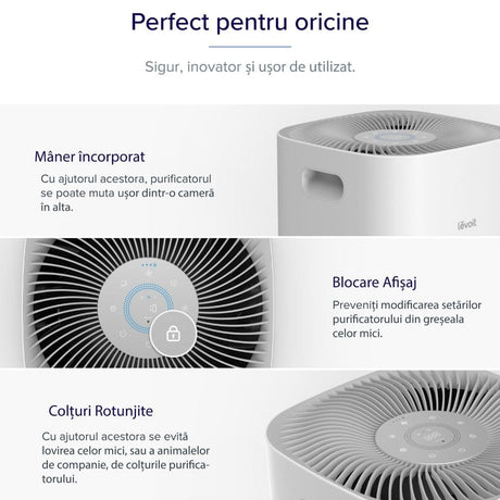 Purificator de aer Smart Levoit Core 600S Wi-Fi, Filtru 3 in 1 True HEPA, Senzor Calitate Aer, Mod Auto, Alexa, Google Home, Panou Comanda Touch Screen, Control Remote, Alb