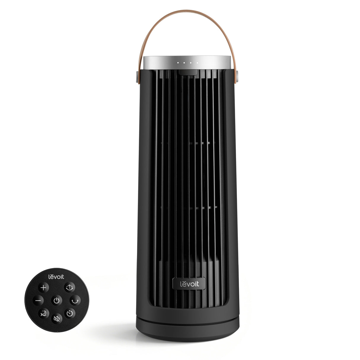 Ventilator turn Levoit Windi Mini, 33,5cm, LTF-F132-BEUR, Nivel zgomot 20 dB, Portabil, Temporizator de până la 12h, 7.5W, Oscilație de 90°, 5 Trepte viteza, Turbo, Telecomanda, Negru