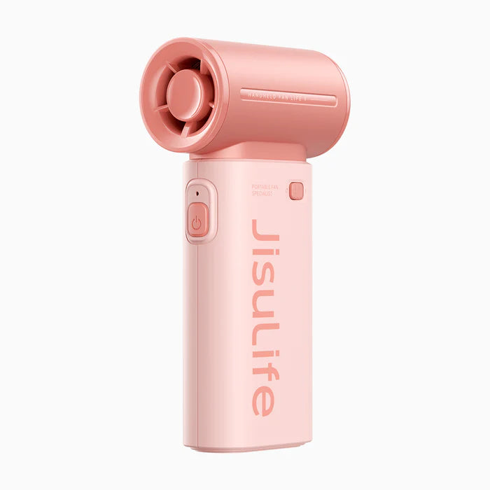 Ventilator portabil de mână JISULIFE Life9, baterie 5000mAh, 5 viteze, autonomie până la 18h, roz