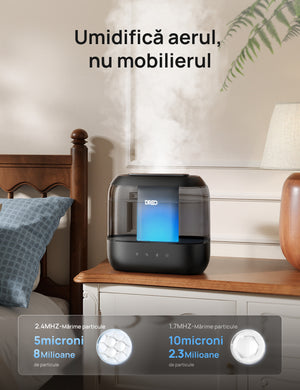 Umidificator Dreo 311S Smart, Wifi, Rezervor 4L,Capacitate de umidificare 250 ml/h, Ceata Rece, Autonomie 36 ore, Aromaterapie, Negru