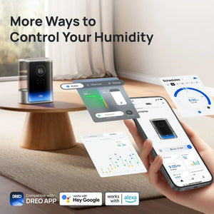 Umidificator de aer Dreo 717S Smart, Rezervor 8L, 550ml/h, Ceață caldă și rece, Autonomie pana la 80h, Acoperire 56m², Senzor umiditate, Indicator Umiditate, Temporizator, Aromaterapie, Negru