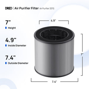 Resigilat! Filtru purificator de aer Dreo DR-HPA038 pentru purificator DR-HAP007S, 3-în-1, Pre filtru FiberCatch, True HEPA, Carbon activ, Alb