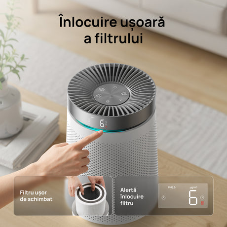 Purificator aer Dreo Macro AP606, 173 m³/h, Filtru 3 in 1 H13 True HEPA, Senzor calitate aer, Mod Auto, Lumină ambientală, 4 trepte de viteza, Timer, Până la 15 m2, Alb