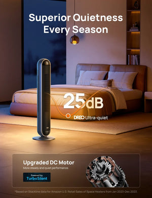 Aeroterma 2in1 Dreo 806S, Heater 2000W, Ventilator Turn, Heater Ceramica, Oscilatie 120°, Timer 12h, Display LED, 5 Trepte Incălzire, 12 Trepte Ventilare, DREO App, FortPlug, TurboSilent, Mod ECO, Termostat, Telecomanda, Negru&Argintiu