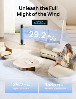 Aeroterma 2in1 Dreo 806S, Heater 2000W, Ventilator Turn, Heater Ceramica, Oscilatie 120°, Timer 12h, Display LED, 5 Trepte Incălzire, 12 Trepte Ventilare, DREO App, FortPlug, TurboSilent, Mod ECO, Termostat, Telecomanda, Negru&Argintiu