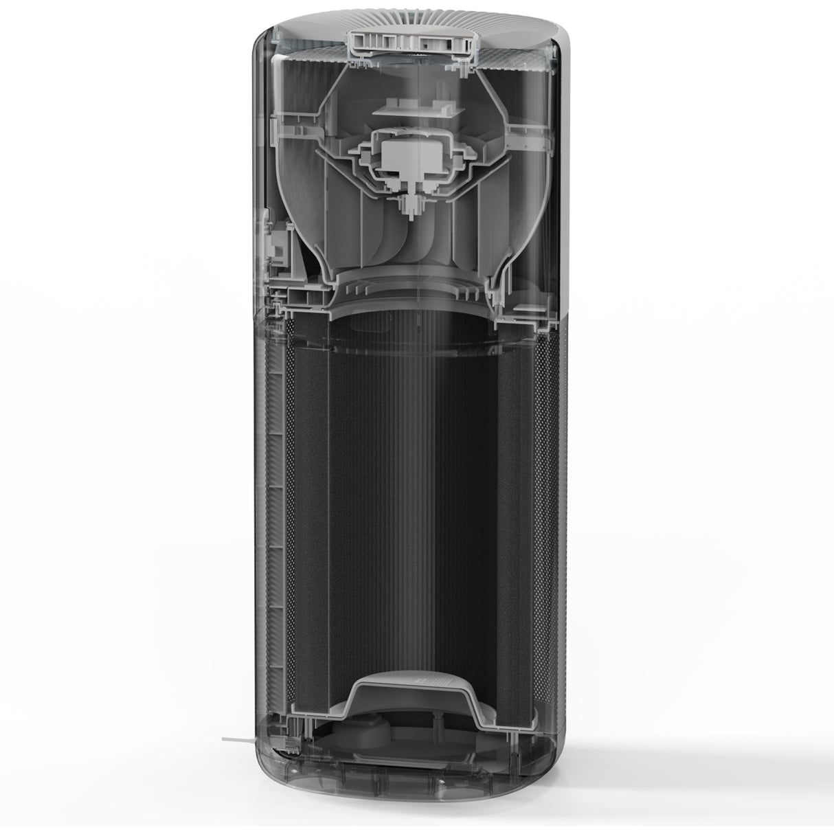 Purificator aer Evoair Aero600, Smart, Wifi, 600 m³/h, Filtru 3in1 True HEPA, Carbon Activ, Pre-filtru, Mod Auto, Mod de noapte, 3 trepte de vitezaTimer, Pana la 150 m2, Alb&Gri