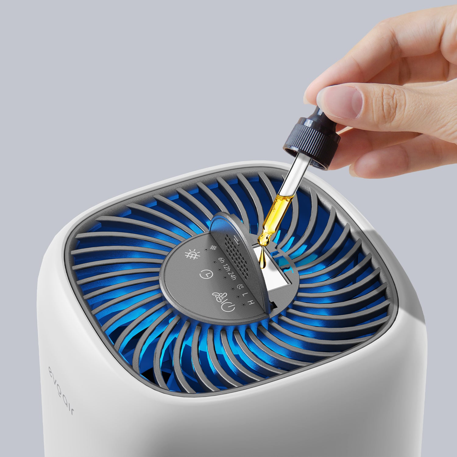 Resigilat! Purificator de aer Evoair Nuvia, Filtru 3 in 1 True HEPA, Carbon Activ, 3 viteze, Mod Noapte, Aromaterapie, Lumină Ambientală, Timer, Indicator Murdărie Filtru, Alb, Filtru Desfăcut