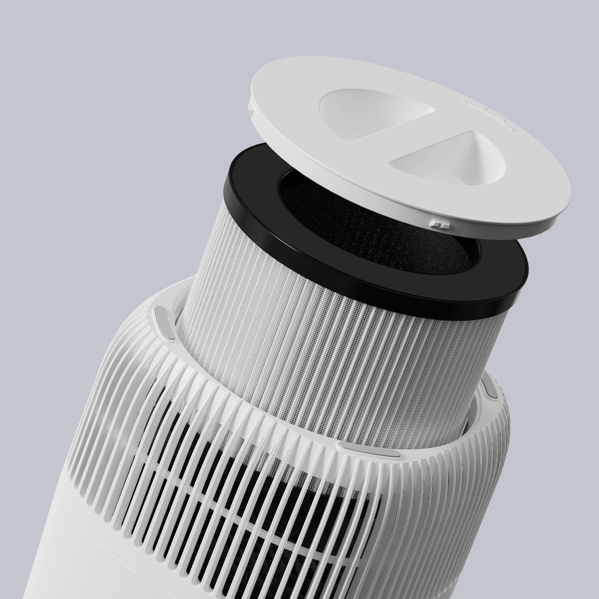 Resigilat! Purificator de aer Evoair Nuvia, Filtru 3 in 1 True HEPA, Carbon Activ, 3 viteze, Mod Noapte, Aromaterapie, Lumină Ambientală, Timer, Indicator Murdărie Filtru, Alb, Filtru Desfăcut