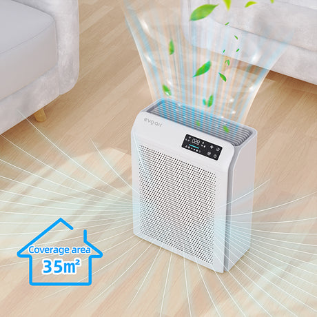 Resigilat! Purificator de aer Evoair HOMI P300, CADR 300m³/h, WI-FI, Filtru True Hepa, Carbon Activ, Prefiltru, Mod Auto, Lampă UV, Ionizare, 6 Moduri Funcționare, Senzor Caliate Aer, Alb