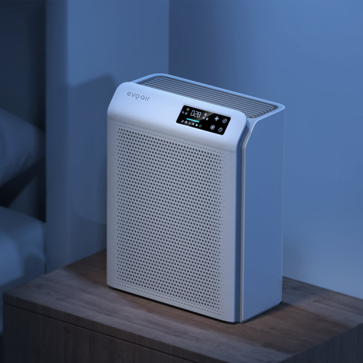Purificator de aer Evoair HOMI P300, CADR 300m³/h, WI-FI, Filtru True Hepa, Mod Auto, Lampa UV, Ionizare, 6 Moduri Functionare, Senzor Calitate Aer, Alb