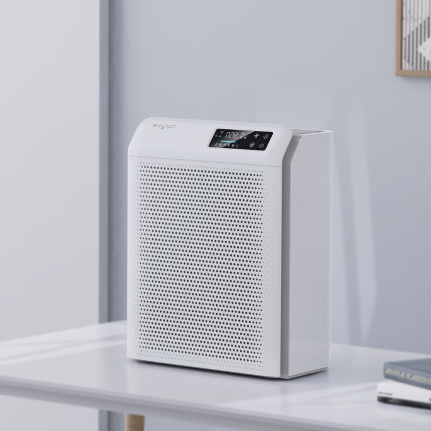 Purificator de aer Evoair HOMI P300, CADR 300m³/h, WI-FI, Filtru True Hepa, Mod Auto, Lampa UV, Ionizare, 6 Moduri Functionare, Senzor Calitate Aer, Alb