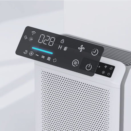 Resigilat! Purificator de aer Evoair HOMI P300, CADR 300m³/h, WI-FI, Filtru True Hepa, Carbon Activ, Prefiltru, Mod Auto, Lampă UV, Ionizare, 6 Moduri Funcționare, Senzor Caliate Aer, Alb