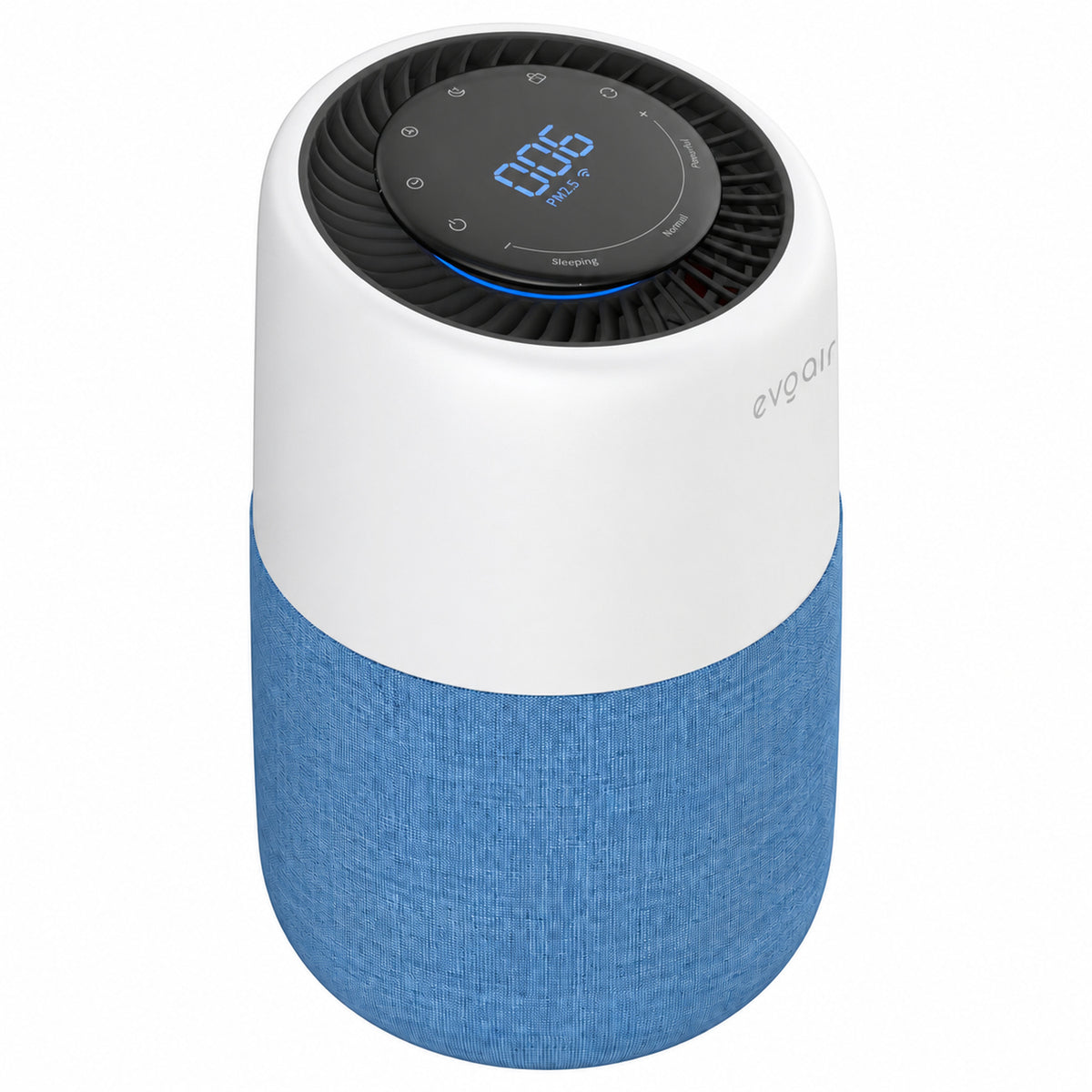 Purificator de aer Evoair, Joy, Wi-Fi, Filtru 4in1, True Hepa, Carbon Activ, Prefiltru Textil, 10 viteze, Monitorizare PM2.5, Mod Noapte, Blocare Ecran, Lumină Ambientală, Albastru