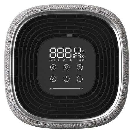 Resigilat! Purificator de aer Evoair, Soft, Wi-Fi, Filtru 4in1, True Hepa, Carbon Activ, Prefiltru Textil, 10 viteze, Senzor Temperatură și Umiditate, Mod Noapte, Avertizare Filtru, Lumină Ambientală, Gri - Filtru desfăcut