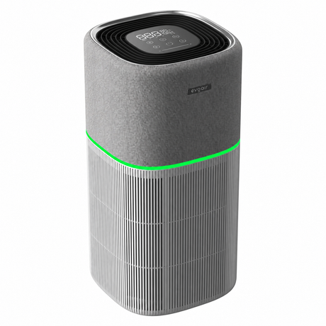 Resigilat! Purificator de aer Evoair, Soft, Wi-Fi, Filtru 4in1, True Hepa, Carbon Activ, Prefiltru Textil, 10 viteze, Senzor Temperatură și Umiditate, Mod Noapte, Avertizare Filtru, Lumină Ambientală, Gri - Filtru desfăcut