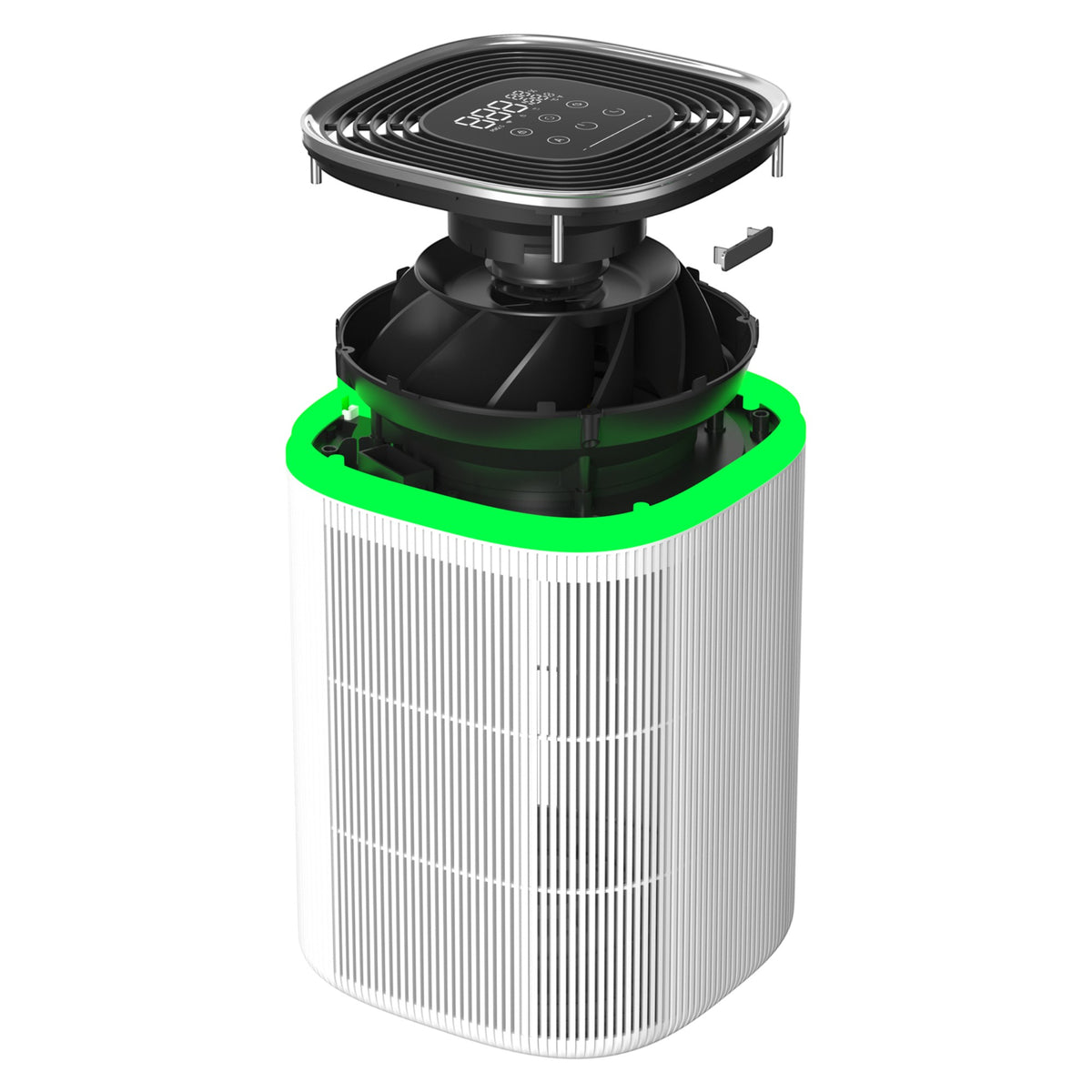 Purificator de aer Evoair, Soft, Wi-Fi, Filtru 4in1, True Hepa, Carbon Activ, Prefiltru Textil, 10 viteze, Senzor Temperatură și Umiditate, Mod Noapte, Avertizare Filtru, Lumină Ambientală, Gri