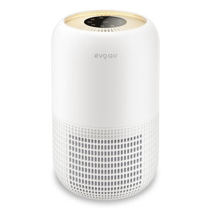 Purificator de aer Evoair, Yuvo, Lampă UV-C, Filtru 3in1, True Hepa, Carbon Activ, Pre-filtru, 4 viteze, Funcție Polen/Animale, Mod Noapte, Blocare Ecran, Lumină Ambientală, Alb