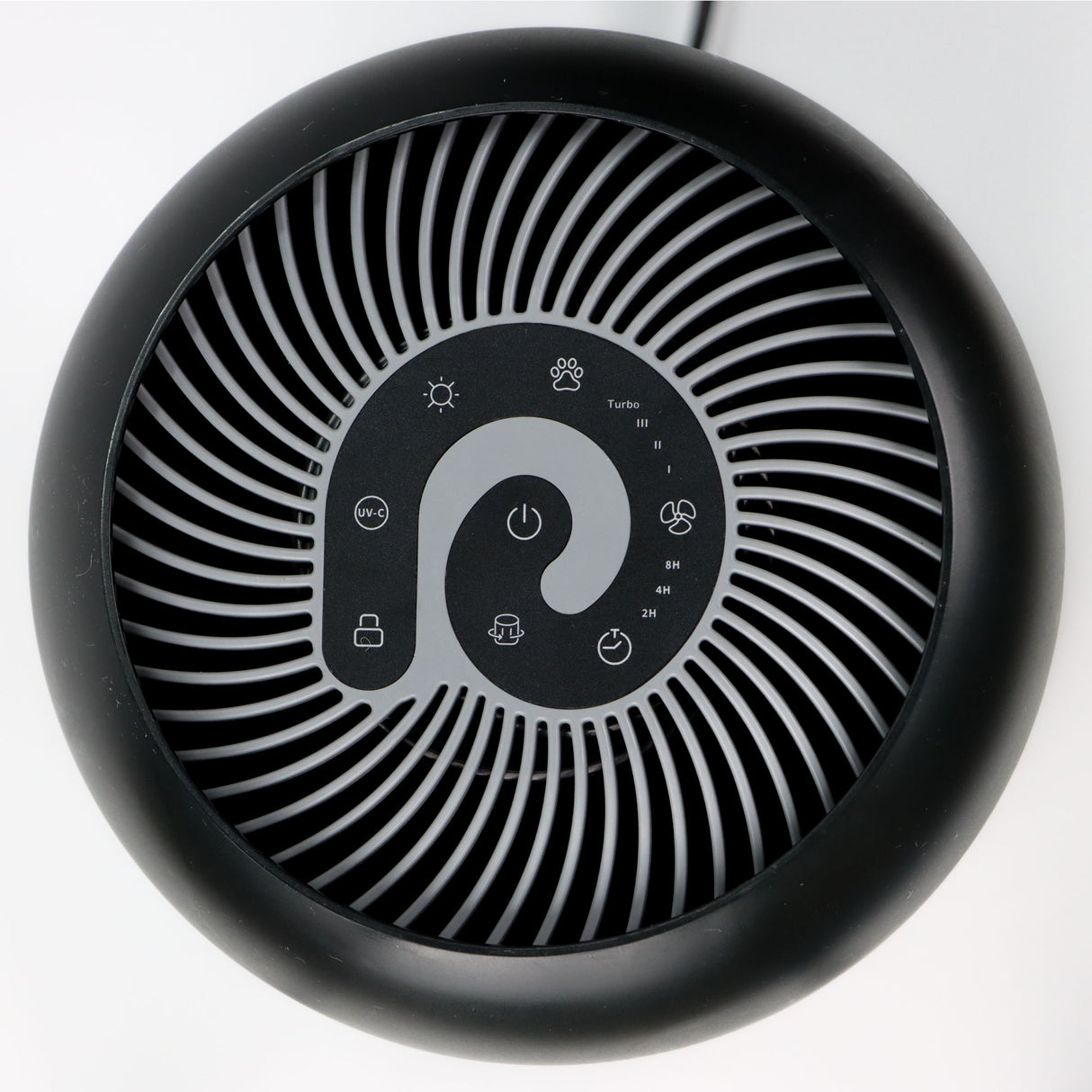 Purificator de aer Evoair, YuvoSpin, Lampă UV-C, Filtru 3in1, True Hepa, Carbon Activ, Pre-filtru, 4 viteze, Funcție Polen/Animale, Mod Noapte, Blocare Ecran, Lumină Ambientală, Negru