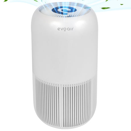 Purificator de aer Evoair, YuvoSpin, Lampă UV-C, Filtru 3in1, True Hepa, Carbon Activ, Pre-filtru, 4 viteze, Funcție Polen/Animale, Mod Noapte, Blocare Ecran, Lumină Ambientală, Alb