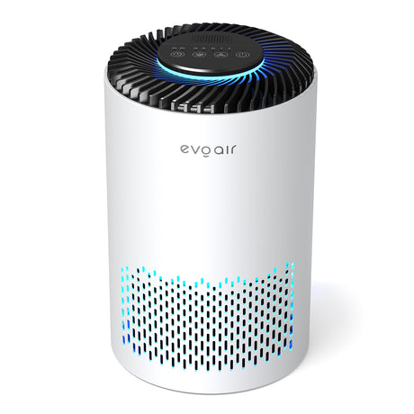 Resigilat! Purificator de aer Evoair Zuno, Filtru 3 in 1 True HEPA, Carbon Activ, Lampă UV, 3 viteze, Mod Noapte, Aromaterapie, Lumină Ambientală, Timer, Alb, Filtru Sigilat