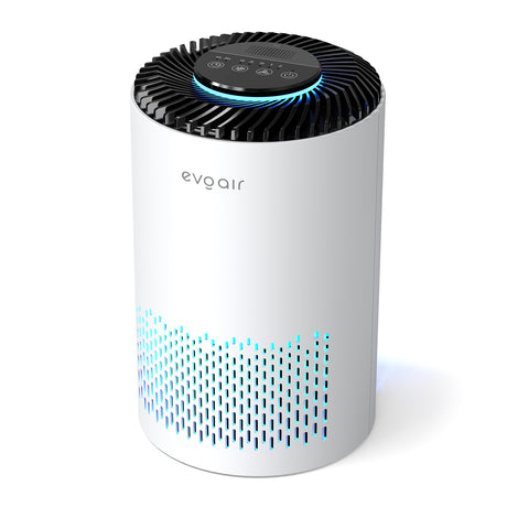 Resigilat! Purificator de aer Evoair Zuno, Filtru 3 in 1 True HEPA, Carbon Activ, Lampă UV, 3 viteze, Mod Noapte, Aromaterapie, Lumină Ambientală, Timer, Alb, Filtru Sigilat