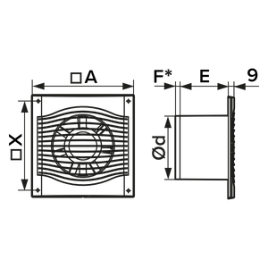 Ventilator baie SLIM 4C Ø100, Super Silent, Clapeta antiretur, Garantie 2 ani, Motor Long Life 40000h, Debit 90mc/h, Black Carbon