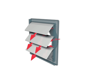 Grila ventilatie Ø125mm patrata cu jaluzele gravitationale, exterior, 150x150, ASA plastic Beige