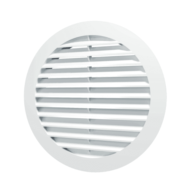 Grila ventilatie Ø160mm rotunda, exterior Ø200mm, ASA plastic Alb