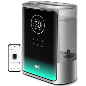 Umidificator de aer Dreo 717S Smart, Rezervor 8L, 550ml/h, Ceață caldă și rece, Autonomie până la 80h, Acoperire 56m², Senzor umiditate, Indicator Umiditate, Temporizator, Aromaterapie, Negru