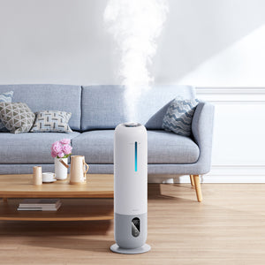 Umidificator aer Evoair Umio, Lampa UV, 3 trepte umidificare, Indicator Umiditate, Duză de Ceață, Aromaterapie, Telecomandă, Alb