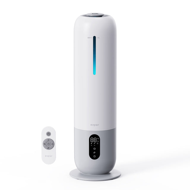 Resigilat! Umidificator aer Evoair Umio, Lampa UV, 3 trepte umidificare, Indicator Umiditate, Duză de Ceață, Aromaterapie, Telecomandă, Alb