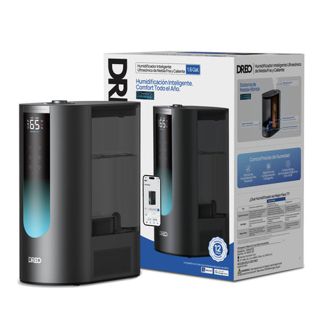 Resigilat! Umidificator aer Dreo 813S Smart, Rezervor 6l, 500ml/h, Ceață caldă și rece, 3 trepte umidificare, Senzor umiditate, Indicator Umiditate, Duză de Ceață, Mod Auto, Aromaterapie, Negru