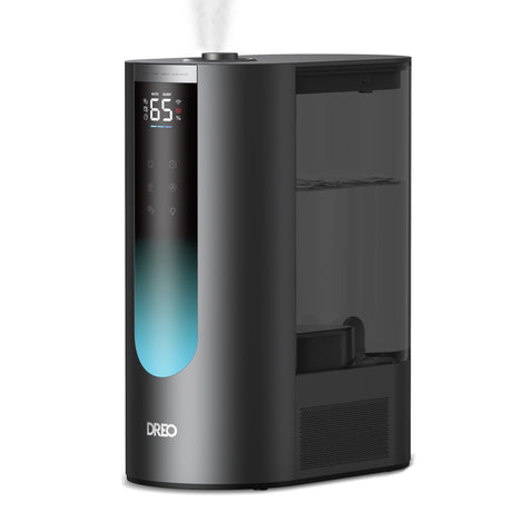 Umidificator aer Dreo DR-HHM013S Smart, Rezervor 6l, 500ml/h, Functie Incalzire, 3 trepte umidificare, Indicator Umiditate, Duză de Ceață, Mod Auto, Aromaterapie, Negru