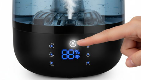 Umidificator Evoair LUNO BLACK, Smart, Wifi, Rezervor 2.5L, Capacitate de umidificare 150 ml/h, Senzor umiditate, Autonomie 16 ore, Indicator umiditate și temperatură, Negru&Gri