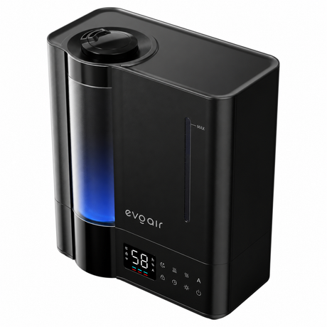 Resigilat! Umidificator Evoair Misto Duo Smart, Wifi, Rezervor 8 L, Capacitate de umidificare 600 ml/h, Ceata Calda si Rece, Senzor de Umiditate, Lumină ambientală RGB, Negru
