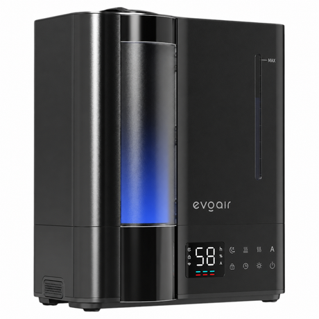 Resigilat! Umidificator Evoair Misto Duo Smart, Wifi, Rezervor 8 L, Capacitate de umidificare 600 ml/h, Ceata Calda si Rece, Senzor de Umiditate, Lumină ambientală RGB, Negru